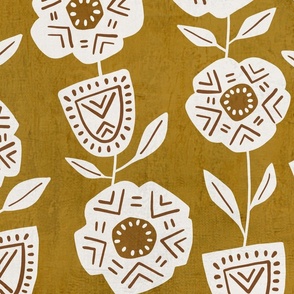 Mudcloth  Willow Botanical Textured | Mustard | jumbo scale ©designsbyroochita 