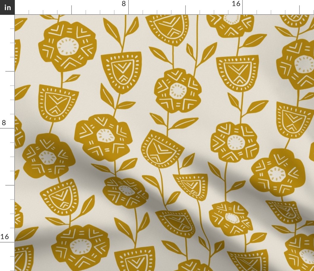 Boho Willow Botanical | Mustard | large scale ©designsbyroochita 