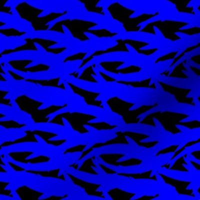 Simple Shark Shadows Continuous blue on black