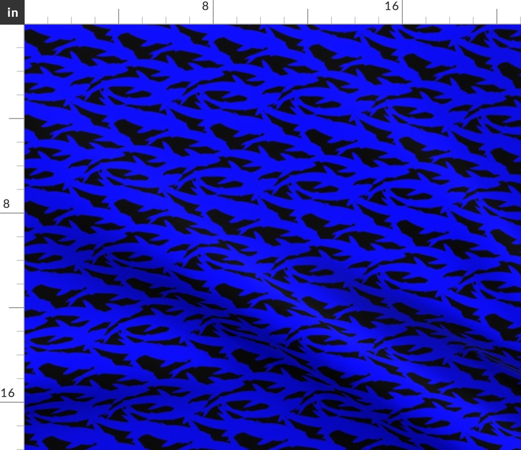 Simple Shark Shadows Continuous blue on black