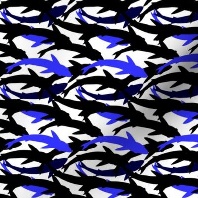 Simple Shark Shadows Continuous black and blue