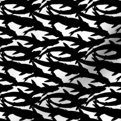 Simple Shark Shadows Continuous black on white