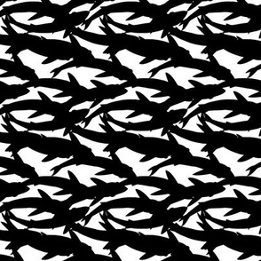 Simple Shark Shadows Continuous black on white
