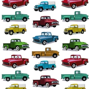 1956 Pickup trucks on white 12x12