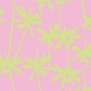 LARGE Pastel Summer - Tropical Palms - Cotton Candy Pink and Honeydew Green