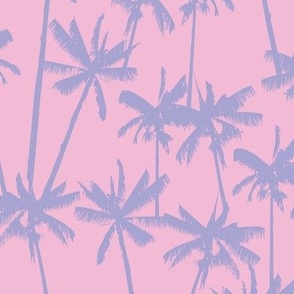 LARGE Pastel Summer - Tropical Palms - Cotton Candy Pink and lilac