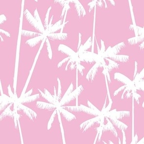 LARGE Pastel Summer - Tropical Palms - Cotton Candy Pink