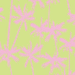 LARGE Pastel Summer - Tropical Palms - Honeydew Green and Cotton Candy Pink