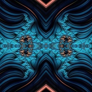 Blue Ocean Waves at Twilight Fractal Abstract