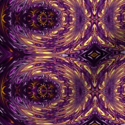 Garden of Purple Flowers in Golden Sunlight Fractal Abstract