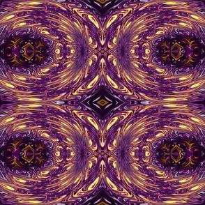 Garden of Purple Flowers in Golden Sunlight Fractal Abstract