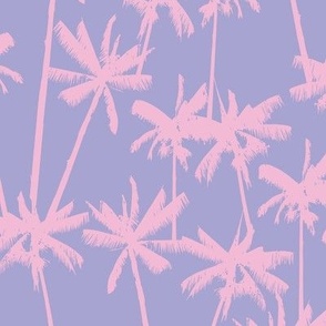 LARGE Pastel Summer - Tropical Palms - Lilac and Cotton Candy Pink