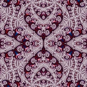 White Lace on Maroon Fractal Abstract