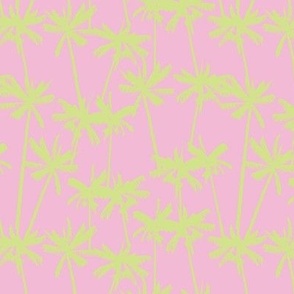 SMALL Pastel Summer - Tropical Palms - Cotton Candy Pink and Honeydew Green