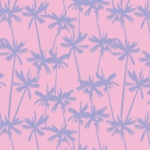 SMALL Pastel Summer - Tropical Palms - Cotton Candy Pink and lilac