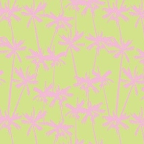 SMALL Pastel Summer - Tropical Palms - Honeydew Green and Cotton Candy Pink