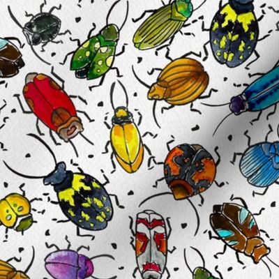 Colorful Watercolor Beetles 