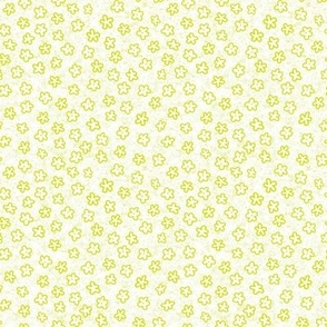Tiny Chartreuse Flowers on Speckled White