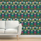 Bumble Bee Tulips | Teal Lg.