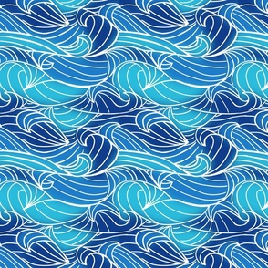 tri-colour waves blue