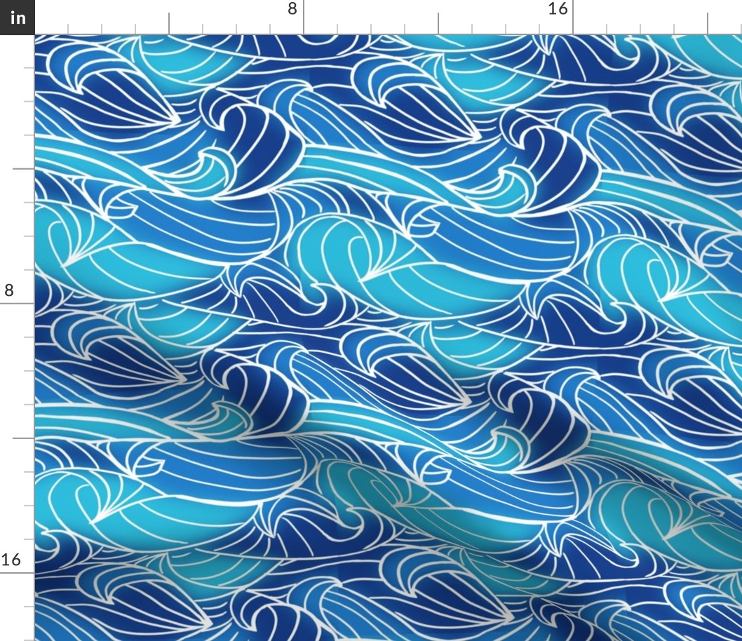 tri-colour waves blue