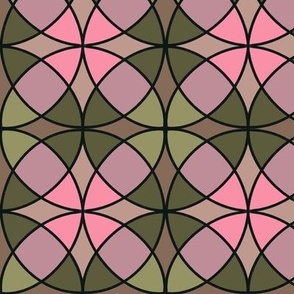 Overlapping Circles Tile//pink and olive green