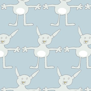 happy bunny friends on light blue