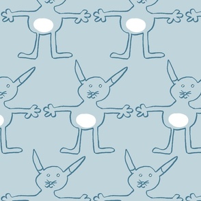 bunny friends – monochromatic blue