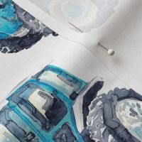 Vehicle tractor blue white 
