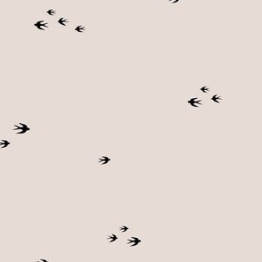 Swallows in the sky - flying birds boho minimalist Scandinavian style design baby nursery black on ivory sand