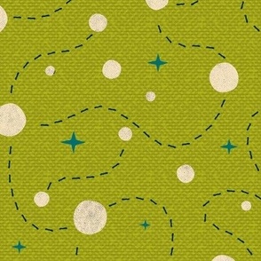 Dots and Bubbles on Green / Ocean Stories and Creatures Collection Correspondent / Medium Scale