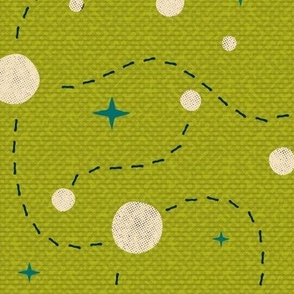 Dots and Bubbles on Green / Ocean Stories and Creatures Collection Correspondent / Large Scale