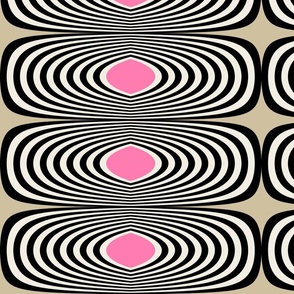 Stereophonic Lozenge Stripe Black and Neutral Light Pink Mix 16 x 5.33 inches