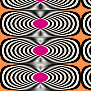 Stereophonic Lozenge Stripe Light Orange Dark Pink Neutral Mix 16x5.33 inches