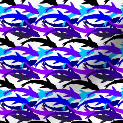  Simple Shark Shadows Continuous blues purples and midnights on white