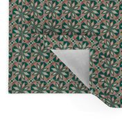 Nordic Vintage Tile // Normal scale // Retro Style Teal Marsala Background  