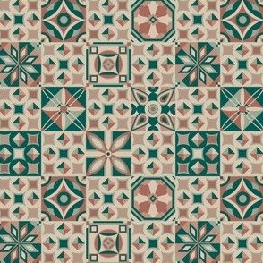 Patchwork Retro Tile // Normal scale // Vintage Style // Tile Retro // Cream Background  