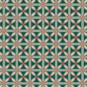 Retro Flower Tile // Normal scale // Retro Style Emerald Background  