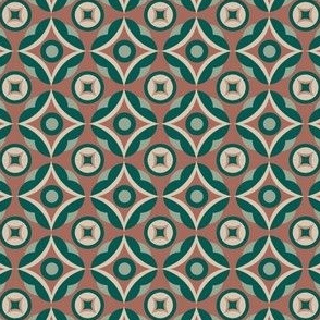 Vintage Tile // Normal scale // Retro Style Teal Marsala Background  