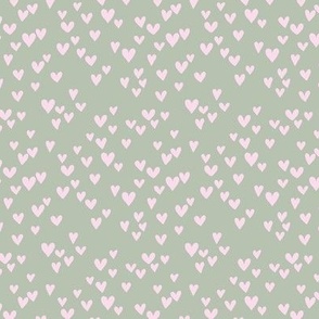 Sweet summer lovers and color pop hearts messy heart design basic minimalist boho design soft pink on sage vintage green SMALL