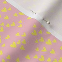 Sweet summer lovers and color pop hearts messy heart design basic minimalist boho design yellow on pink SMALL