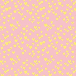 Sweet summer lovers and color pop hearts messy heart design basic minimalist boho design yellow on pink SMALL