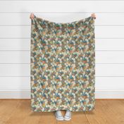 70's Soft Retro Floral - Green