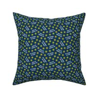 (small scale) suns out tongues out -  tossed  - fun summer dog fabric - dark blue - C22