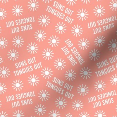 suns out tongues out -  tossed  - fun summer dog fabric -summer pink - C22