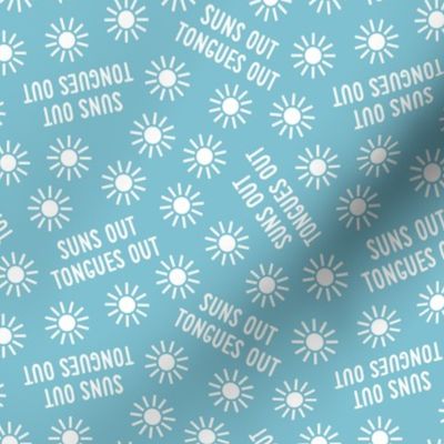 suns out tongues out -  tossed  - fun summer dog fabric - summer blue - C22