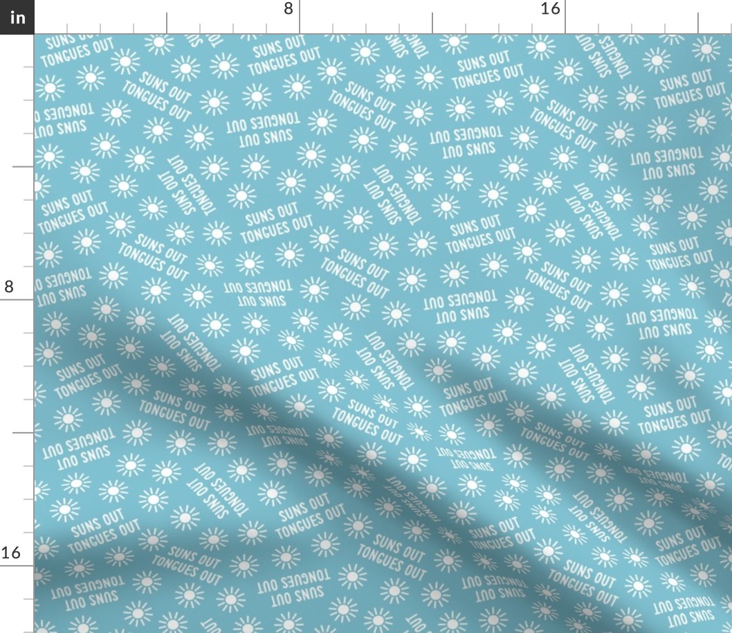 suns out tongues out -  tossed  - fun summer dog fabric - summer blue - C22