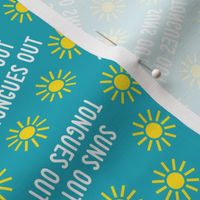 suns out tongues out -  tossed  - fun summer dog fabric - teal  - C22