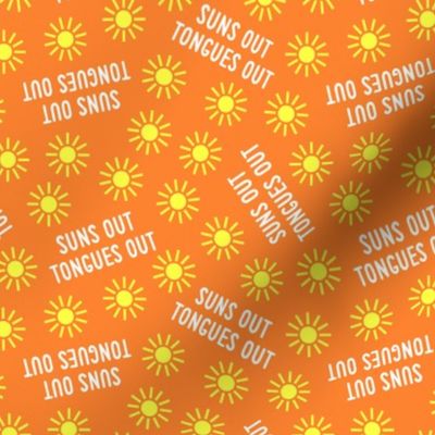 suns out tongues out -  tossed  - fun summer dog fabric - orange - C22