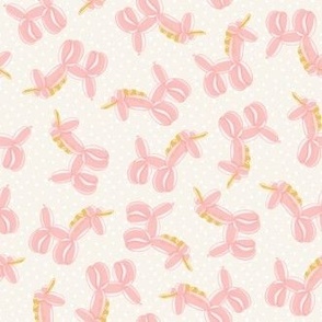 (small scale) unicorn balloons - balloon animals - unicorn party - light pink on polka dots - C22